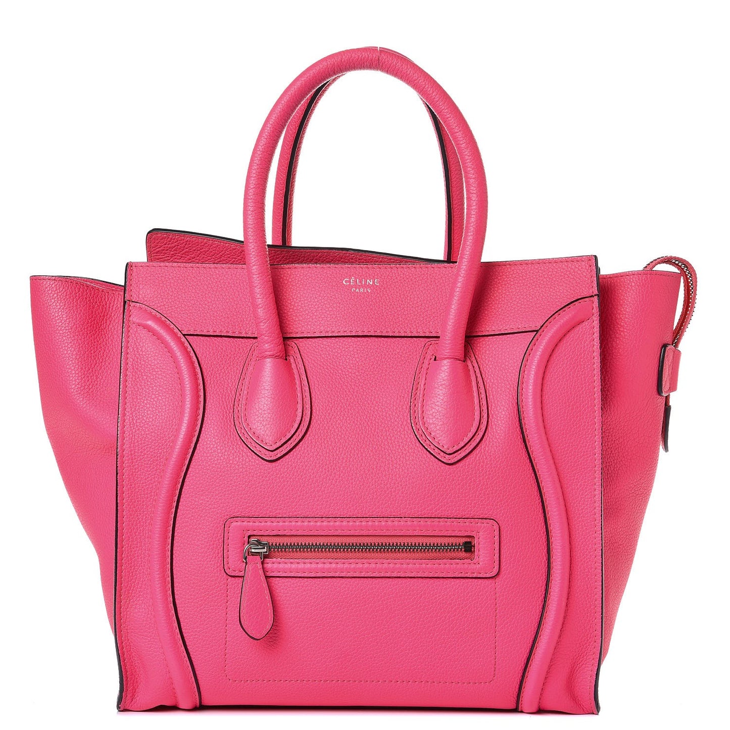 Drummed Calfskin Mini Luggage Fluo Pink