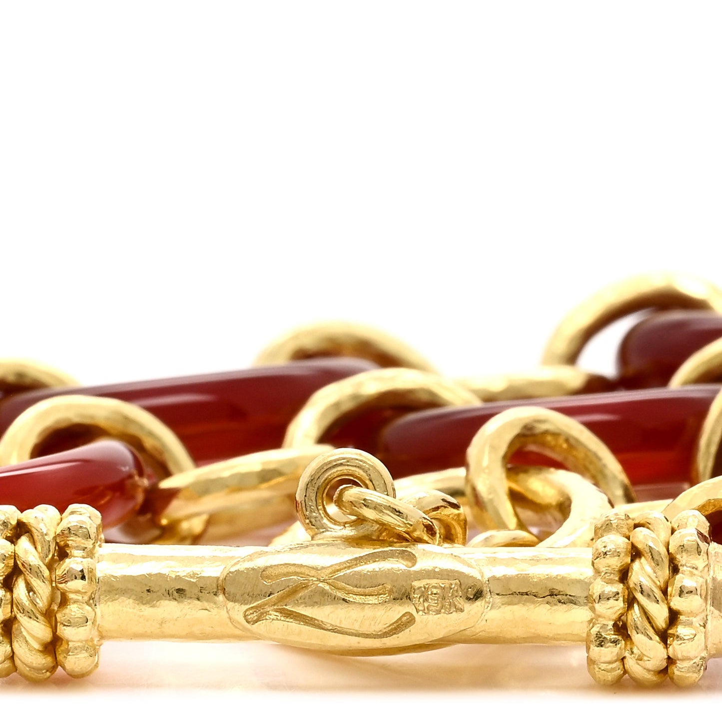 ELIZABETH LOCKE 19K Yellow Gold Carnelian Link Necklace 17"