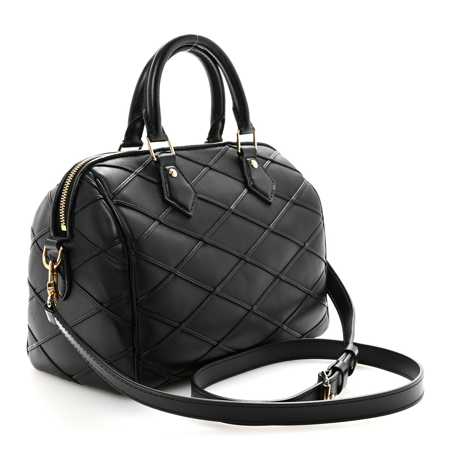 Lambskin Malletage Speedy Bandouliere 25 Black