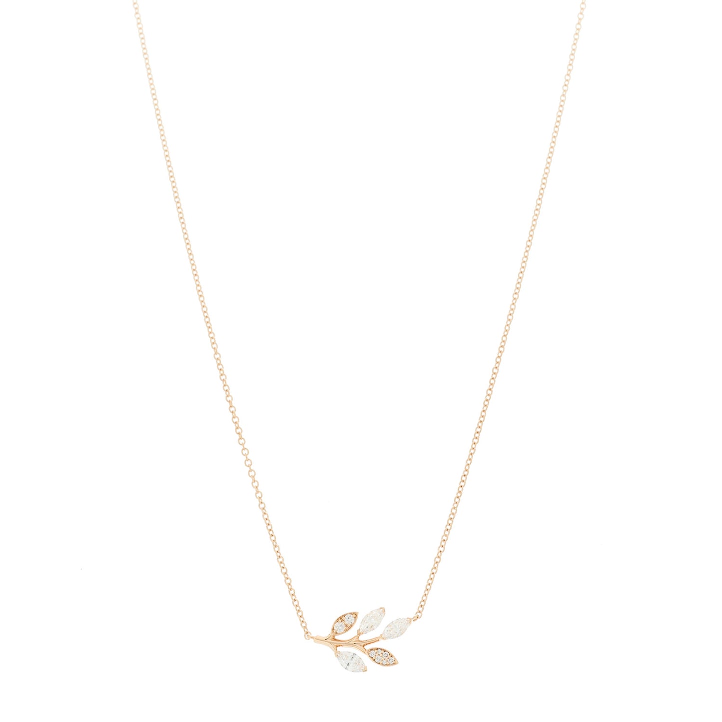18K Rose Gold Diamond Victoria Vine Pendant Necklace
