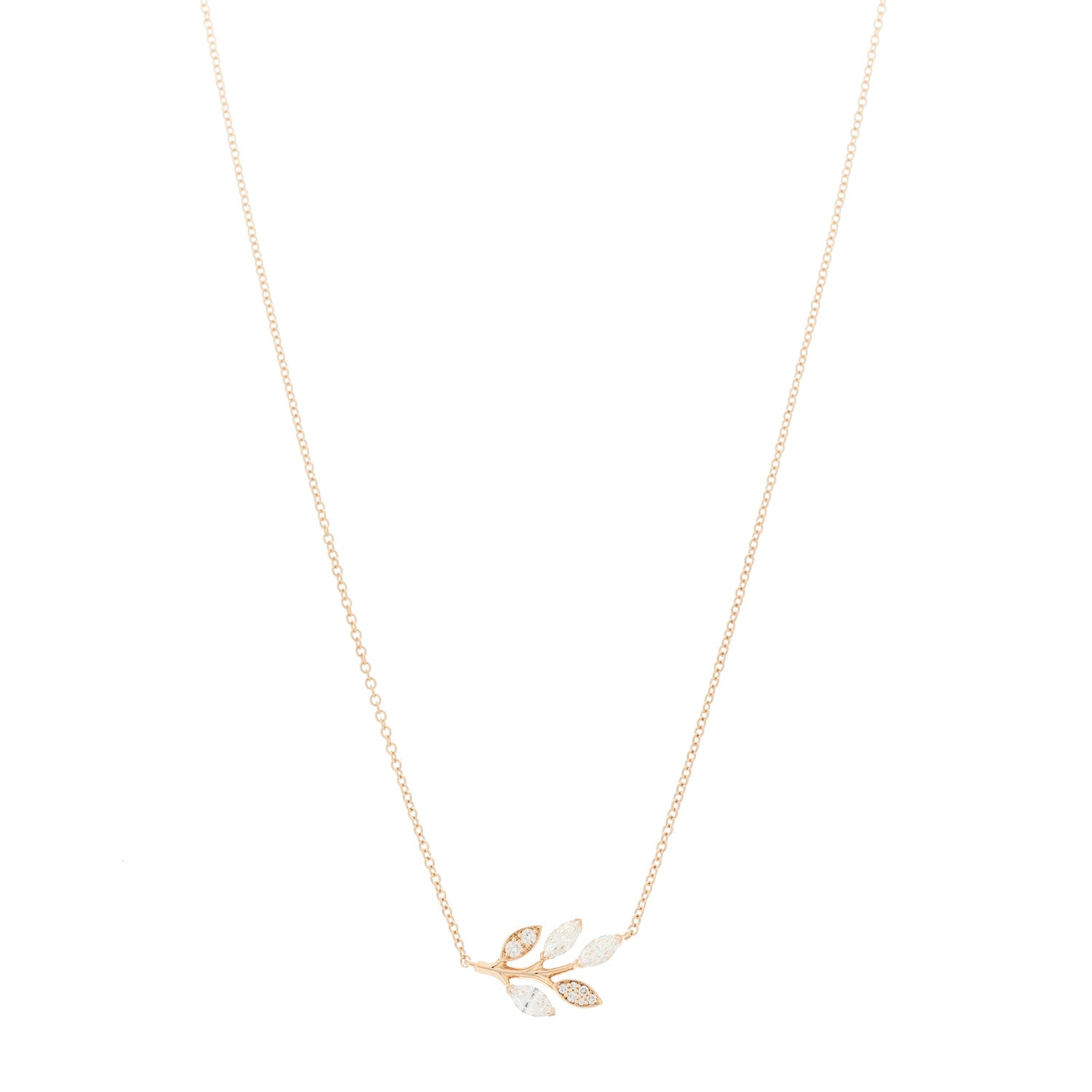 Tiffany 18K Rose Gold Diamond Victoria Vine Pendant Necklace 1 of 6