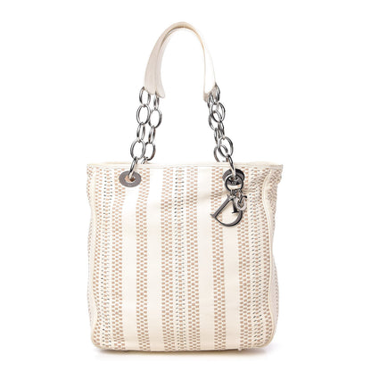 Christian Dior Lambskin Woven Dior Soft Shopping Tote White 1 of 14