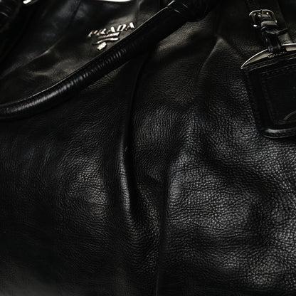 Prada Soft Calf Pleated Shoulder Bag Black 13 of 16