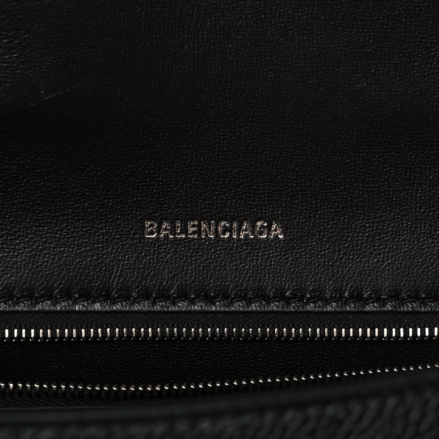 Grained Calfskin Small Hourglass Top Handle Bag Black
