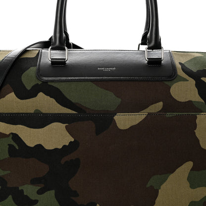 Saint Laurent Gabardine Camouflage Duffle Bag Black Green 7 of 9