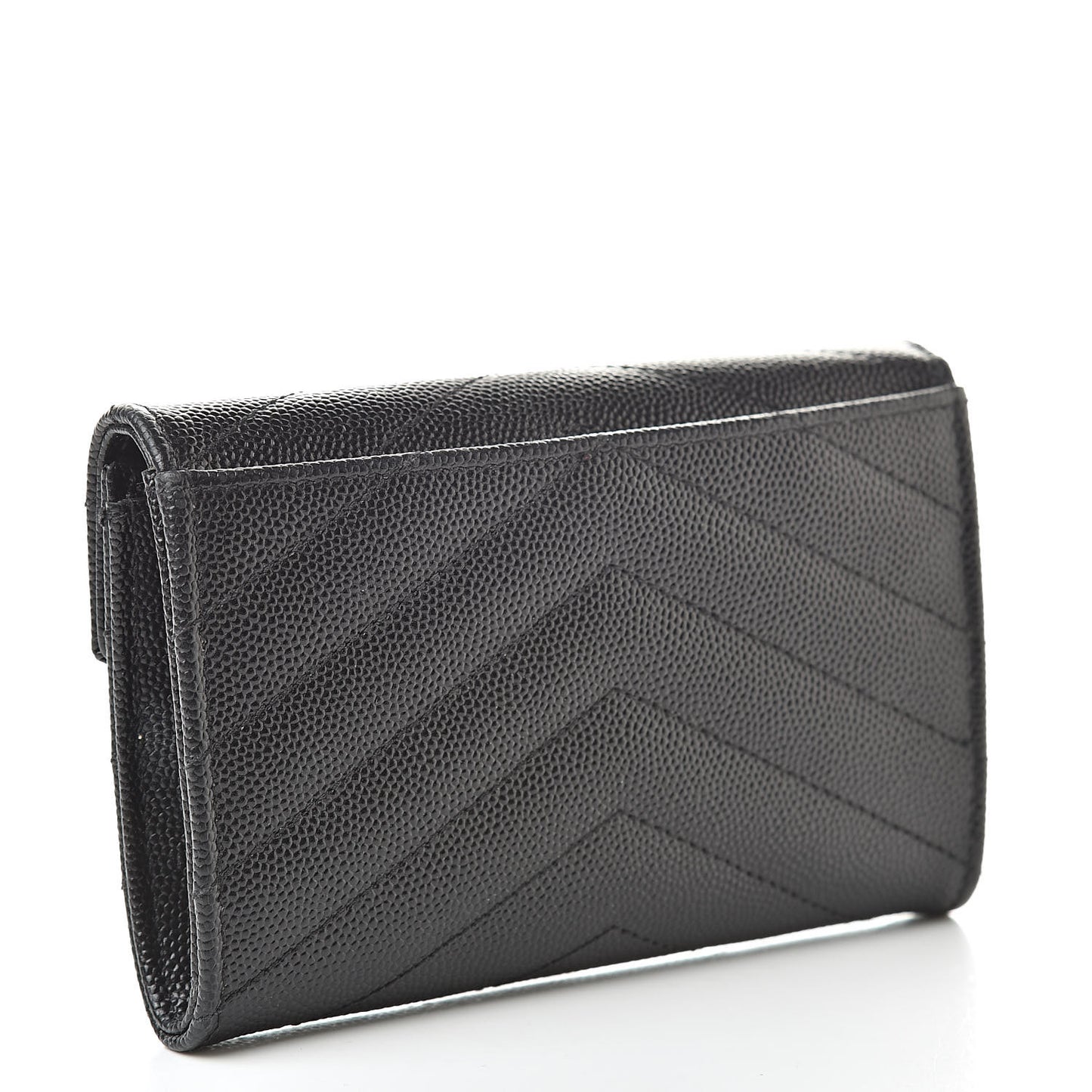 Grain De Poudre Matelasse Chevron Small Monogram Envelope Wallet Black