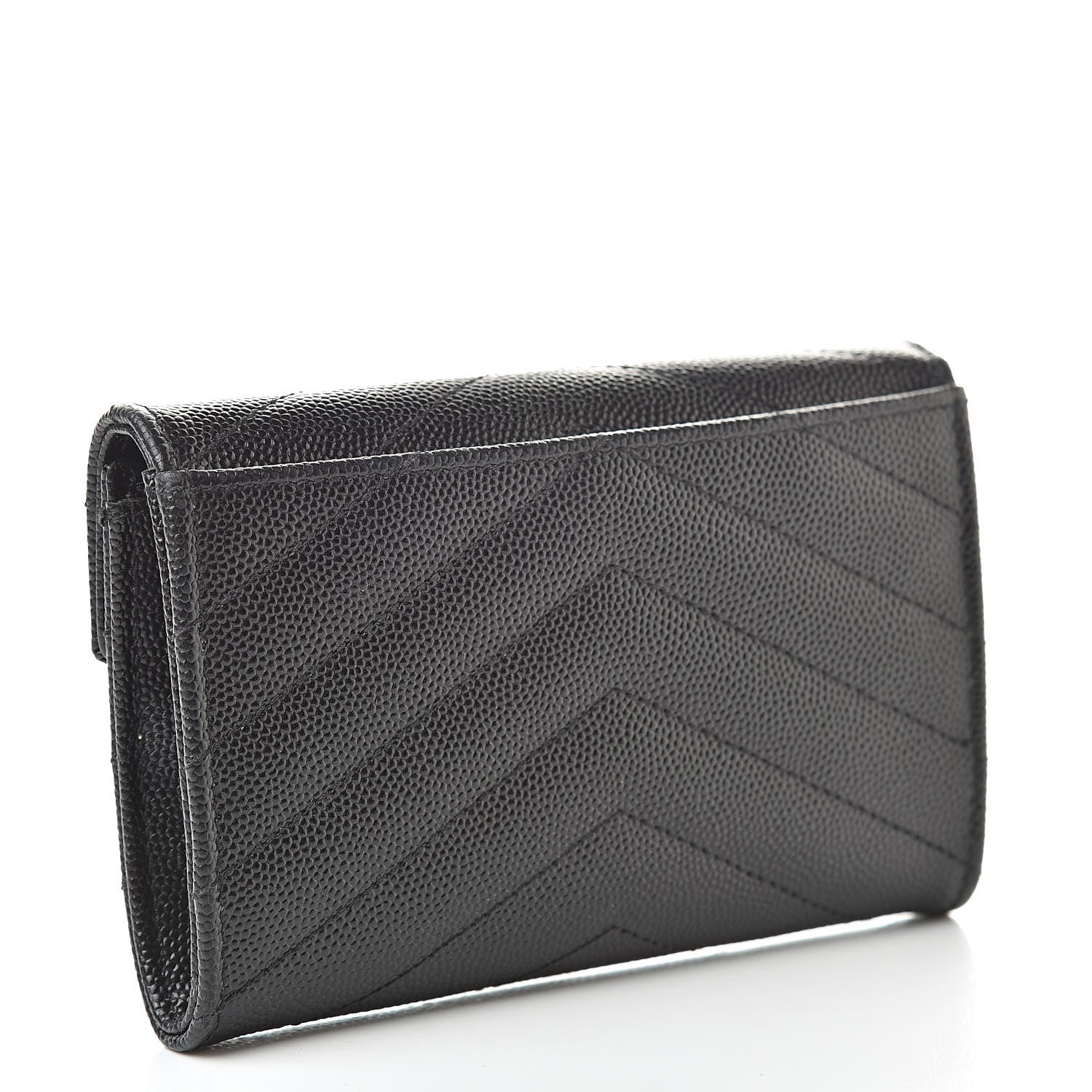 Saint Laurent Grain De Poudre Matelasse Chevron Small Monogram Envelope Wallet Black 3 of 8