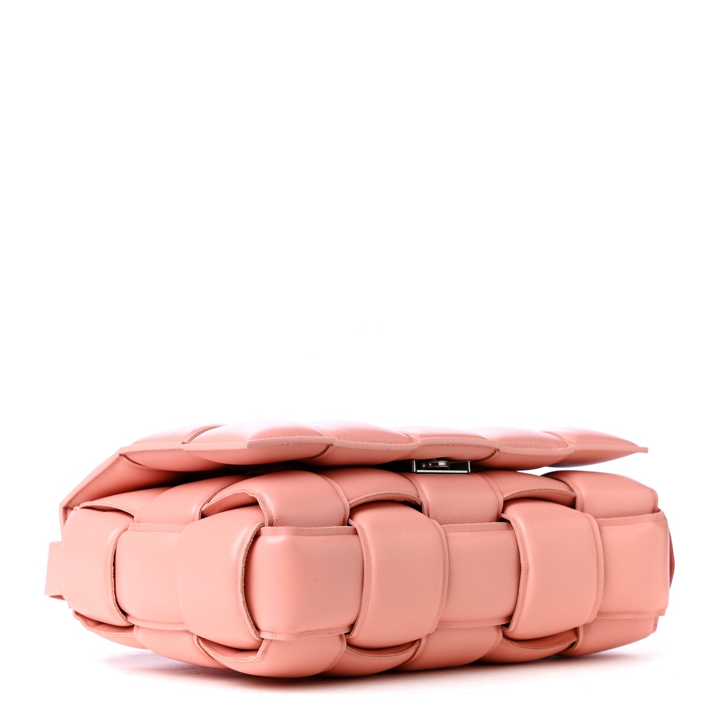 Paper Calfskin Maxi Intreccio Padded Cassette Crossbody Bag Peachy