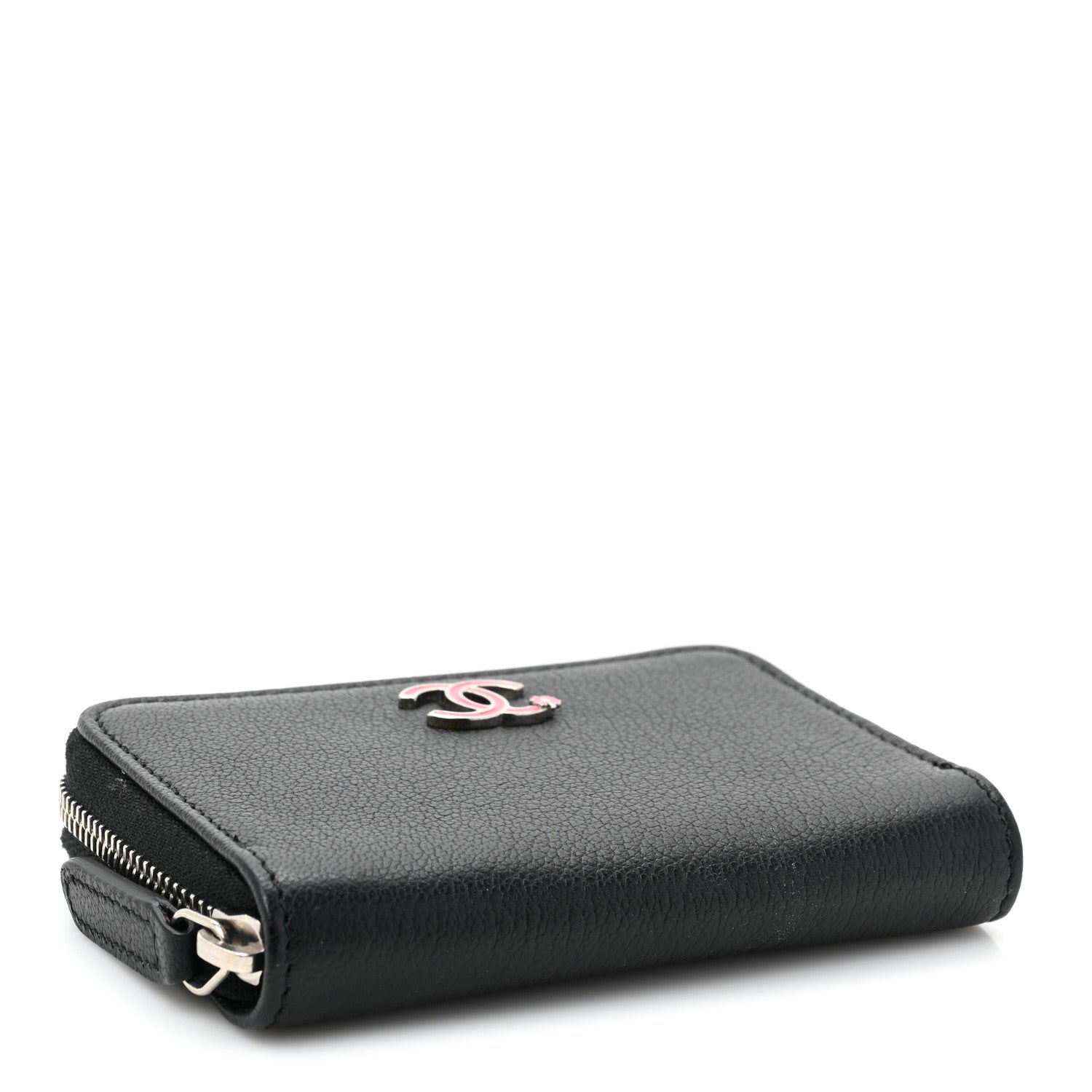 Chanel Goatskin Camellia Zip Coin Purse Black 5 of 12