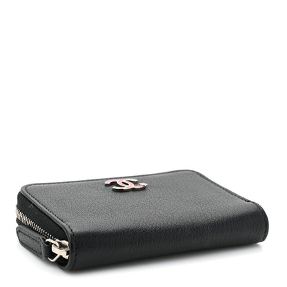 Chanel Goatskin Camellia Zip Coin Purse Black 5 of 12