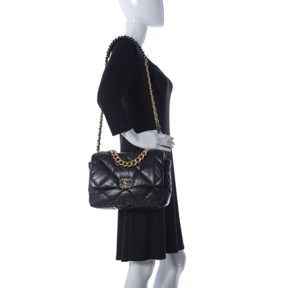 Chanel Shiny Goatskin Quilted Large Chanel 19 Flap Black 2 of 10