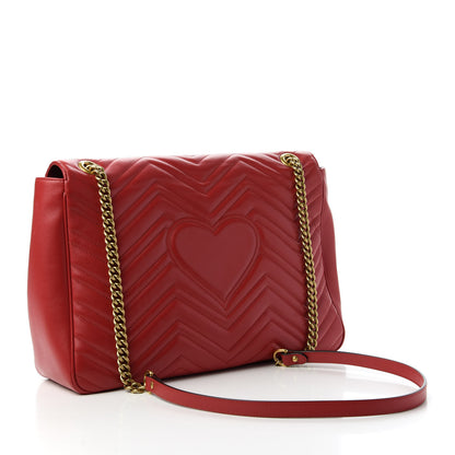 Gucci Calfskin Matelasse Large GG Marmont Shoulder Bag Hibiscus Red 4 of 14