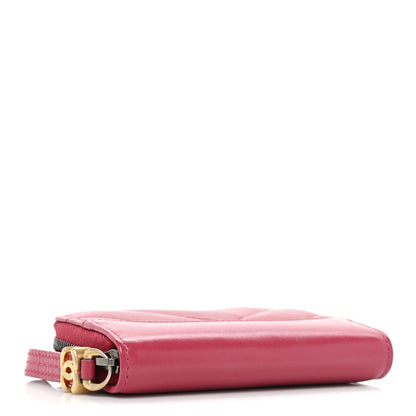 Chanel Aged Calfskin Chevron Quilted Gabrielle Zip Around Coin Purse Wallet Dark Pink 4 of 10