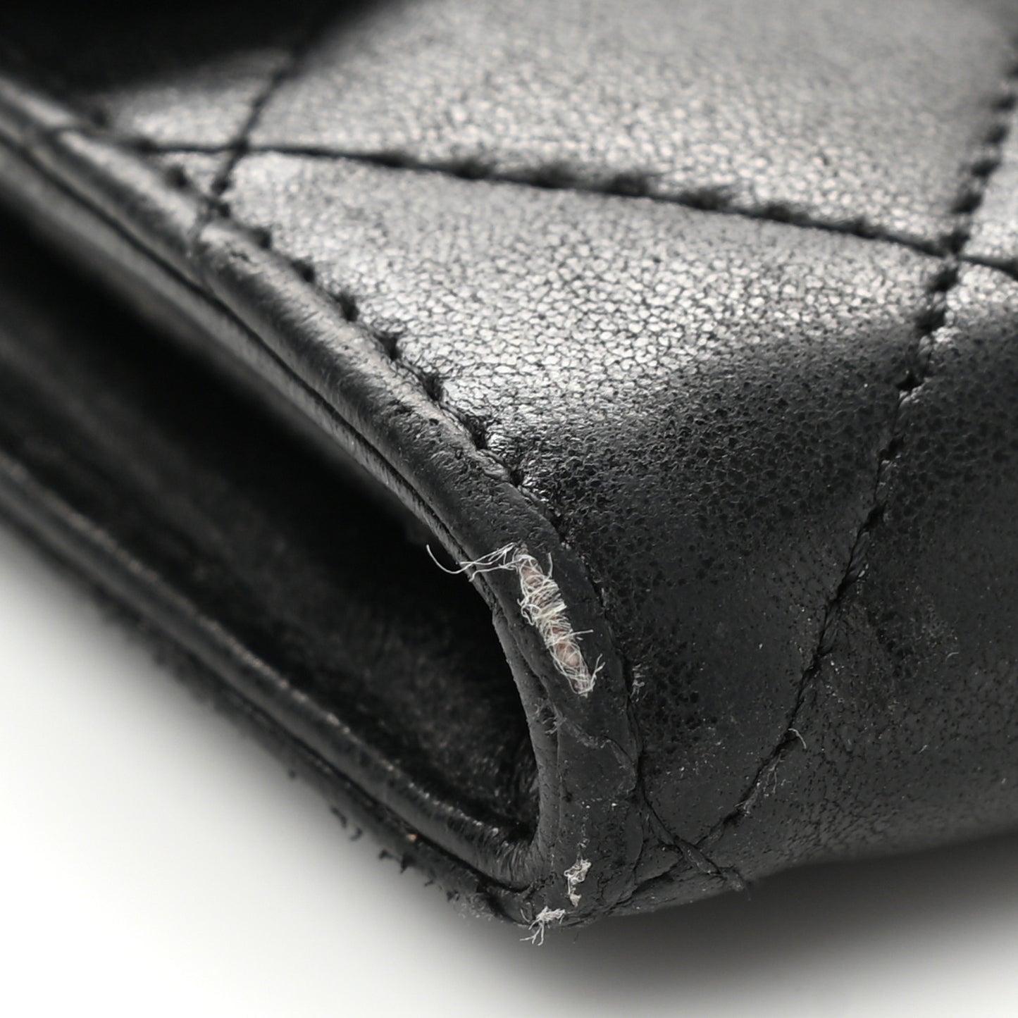 Lambskin Quilted Flap Card Holder Wallet Black