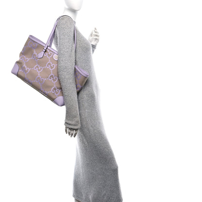 Gucci Monogram Jumbo GG Textured Dollar Calfskin Medium Ophidia Shopping Tote Beige Lapis 2 of 10