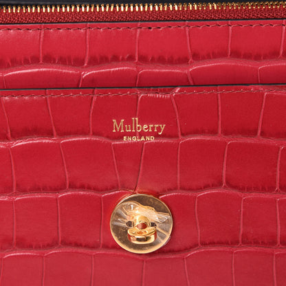 Mulberry Crocodile Embossed Calfskin Small Darley Red Berry 5 of 10