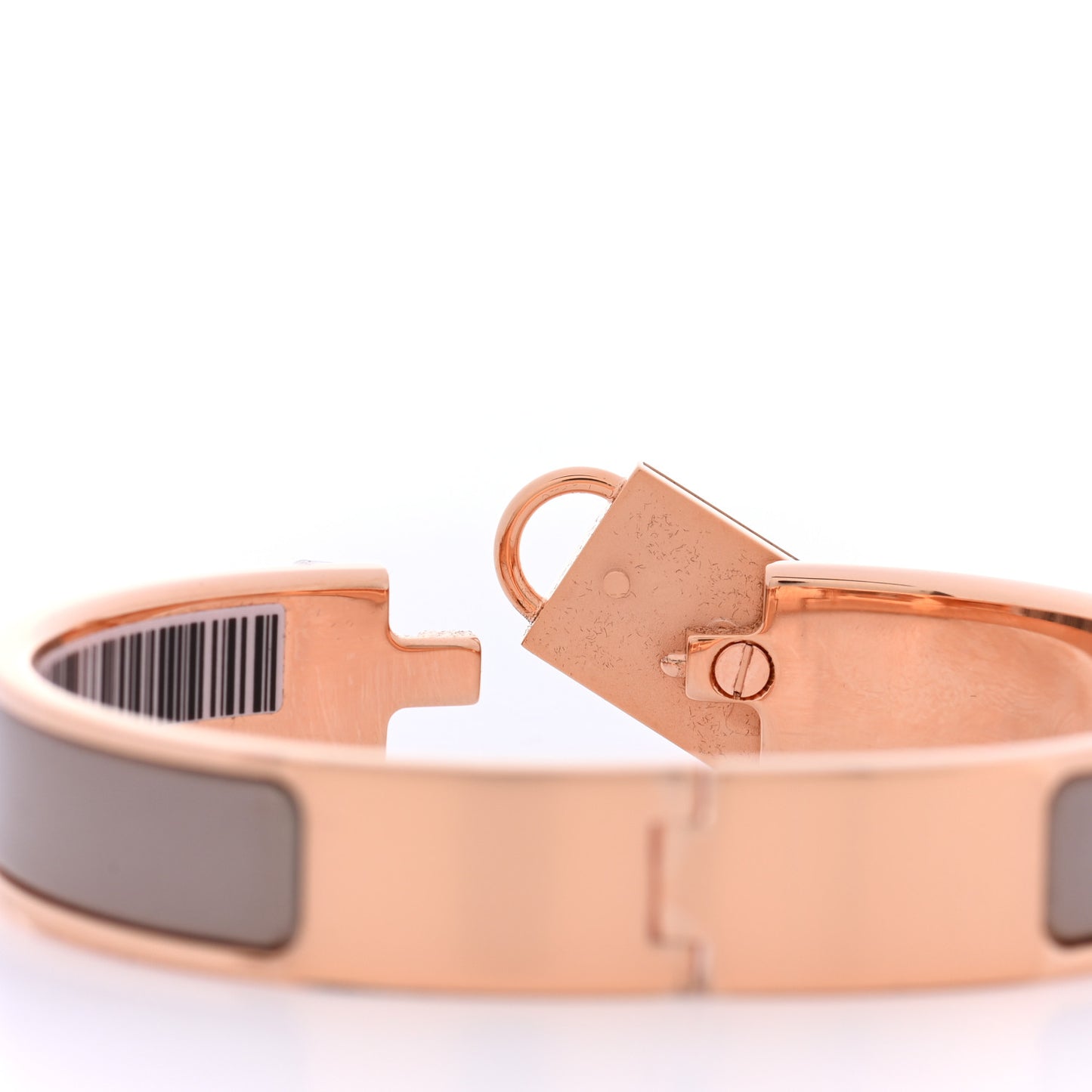 Enamel Narrow Clic Cadenas Bracelet PM Marron Glace
