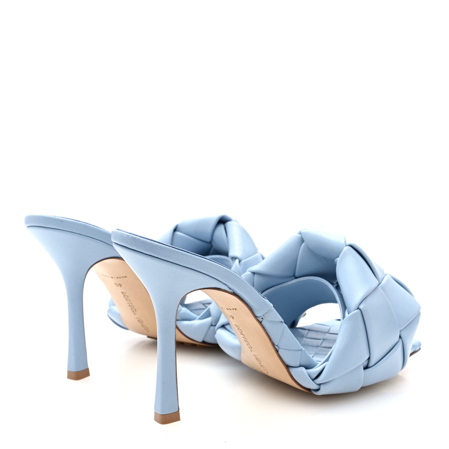 Nappa Maxi Intrecciato Lido Mule Sandals 40 Ice