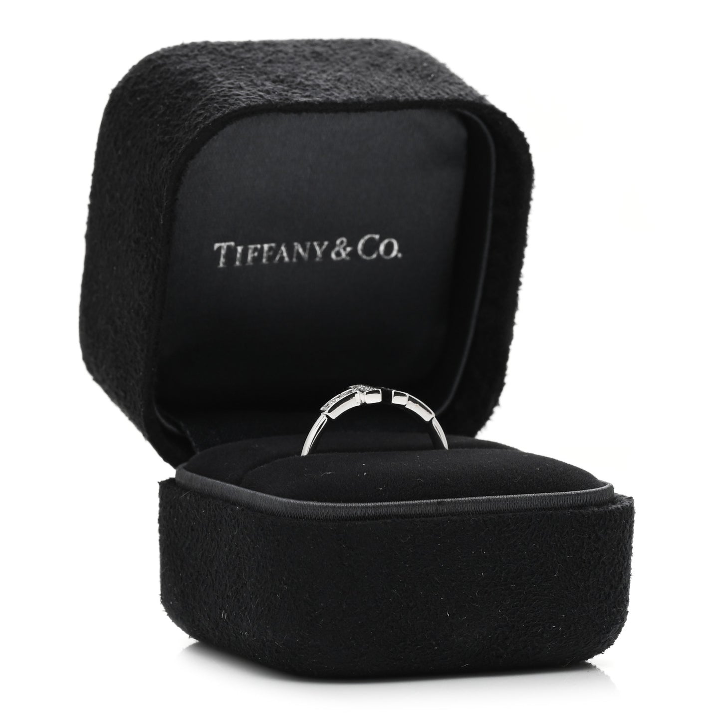 18K White Gold Diamond T Wire Ring 52 6