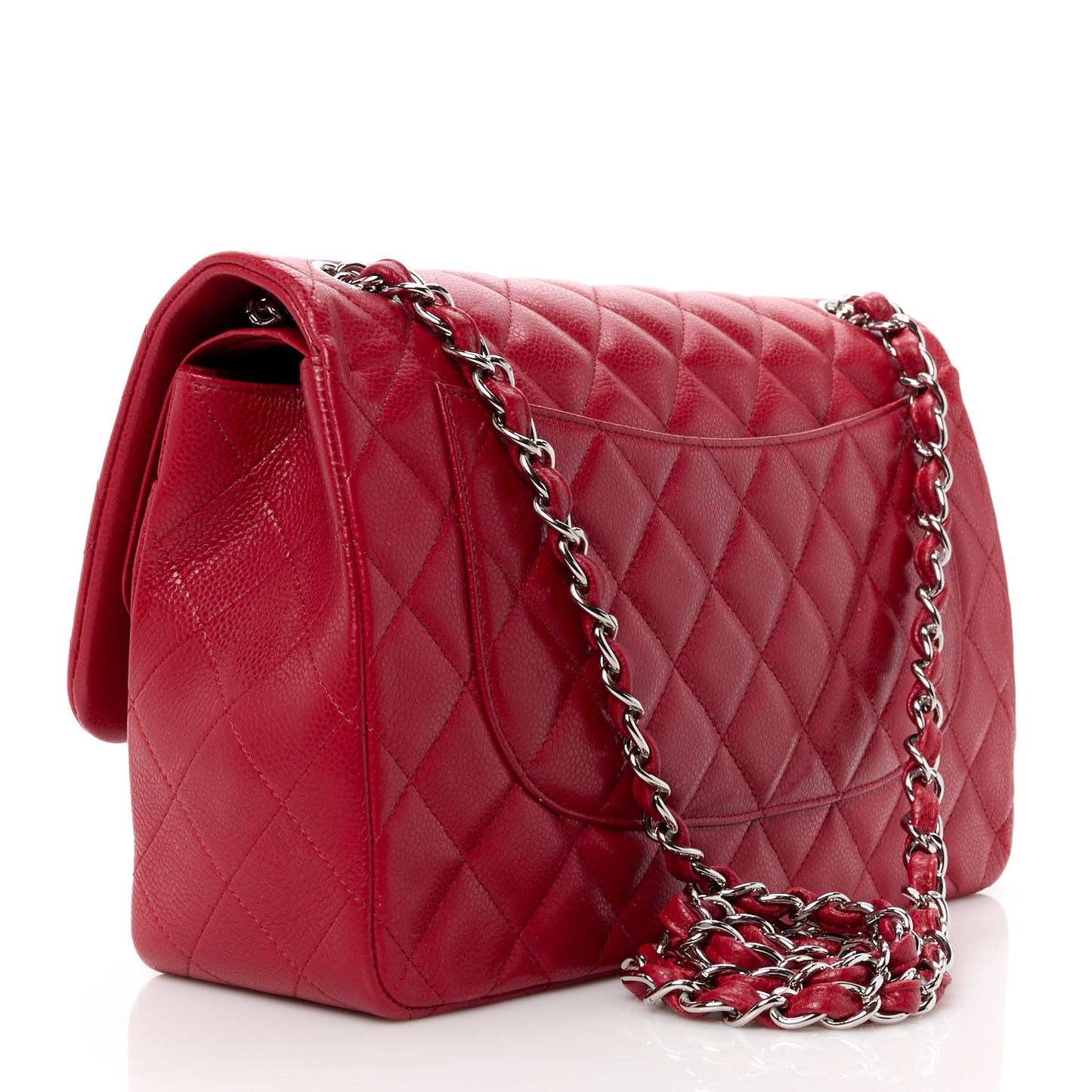 Caviar Quilted Jumbo Double Flap Red
