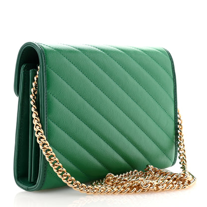 Gucci Azalea Calfskin Enamel Matelasse Diagonal Torchon GG Marmont Chain Wallet New Shamrock Emerald 3 of 10
