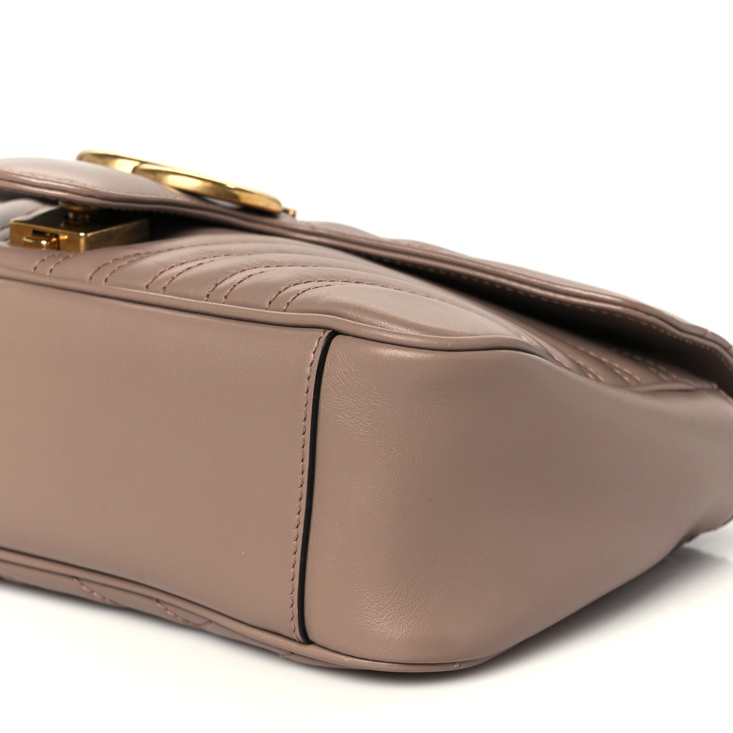 Gucci Calfskin Matelasse Small GG Marmont Shoulder Bag Porcelain