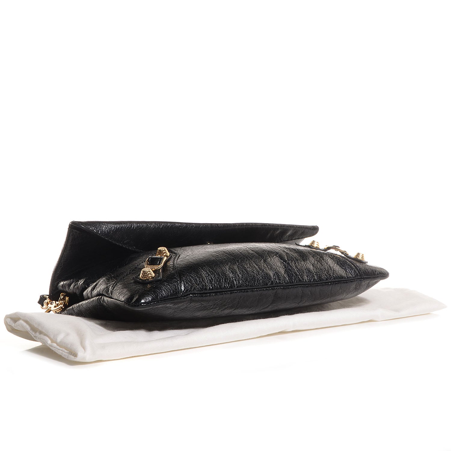 Balenciaga Agneau Giant 12 Gold Hardware Envelope Strap Clutch Black 4 of 10