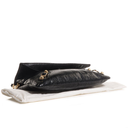 Balenciaga Agneau Giant 12 Gold Hardware Envelope Strap Clutch Black 4 of 10