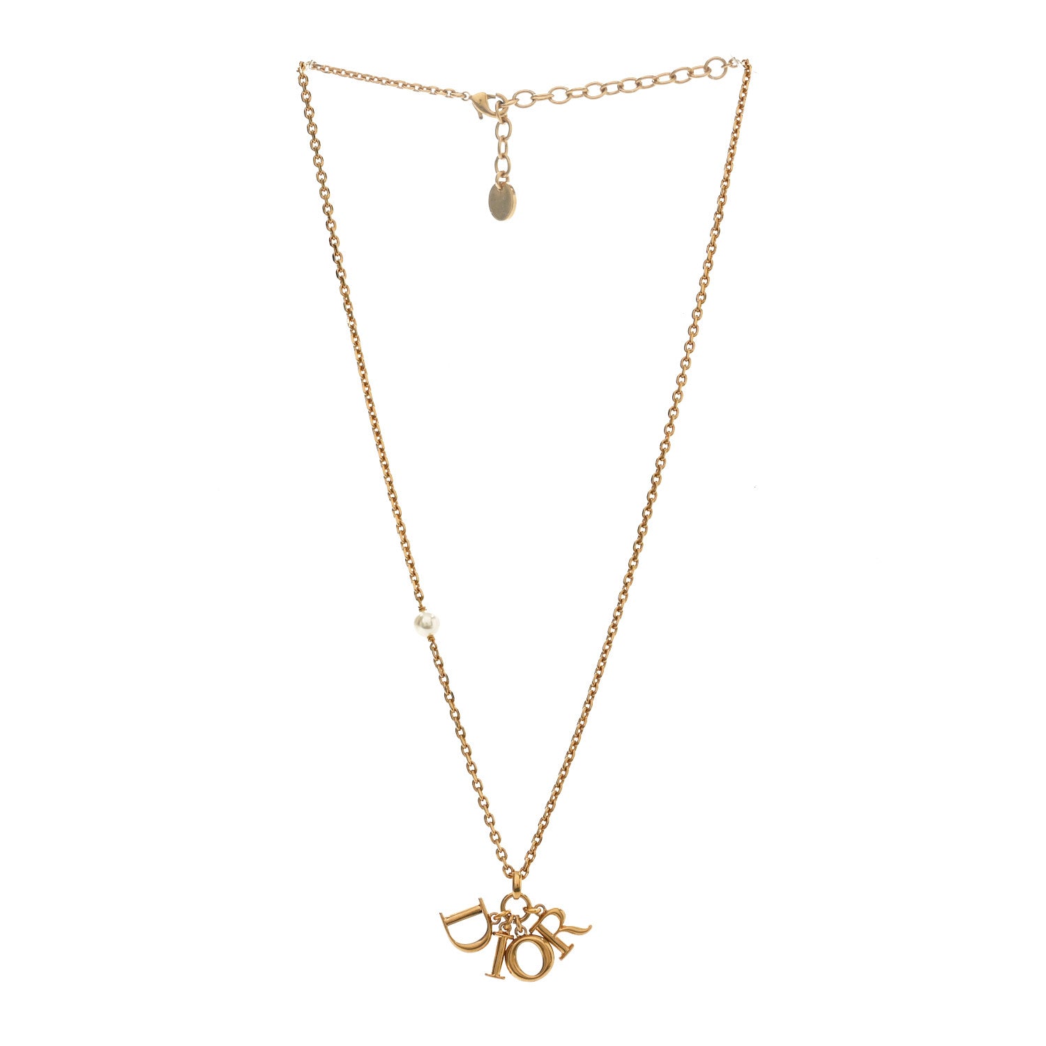 Christian Dior Pearl Logo Necklace Gold 3 of 4