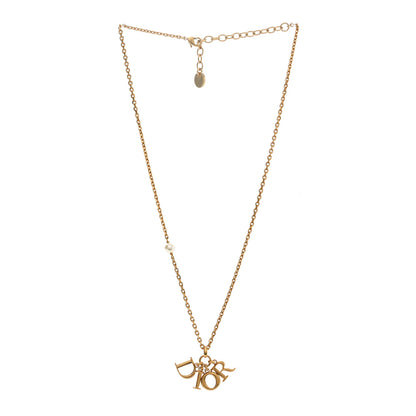 Christian Dior Pearl Logo Necklace Gold 3 of 4