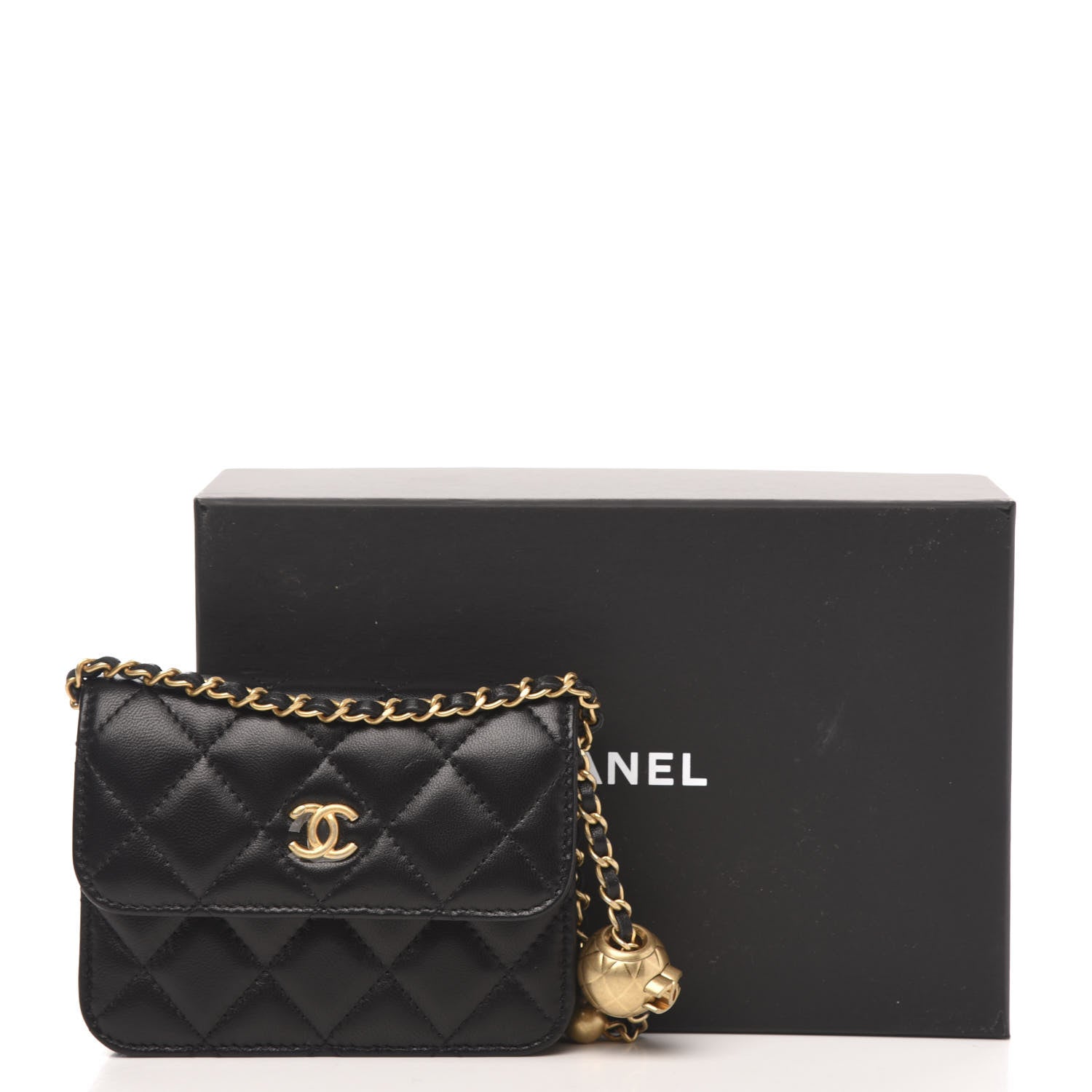 Chanel Lambskin Quilted Pearl Crush Clutch With Chain Black 11 of 11
