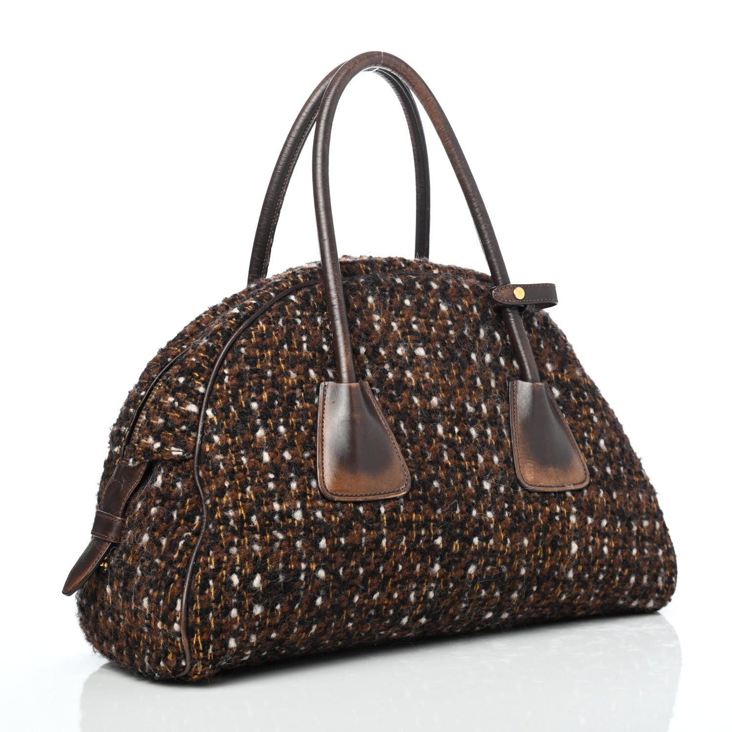 Prada Tessuto Tweed Vitello Bowling Bag Cacao Knicker 2 of 4