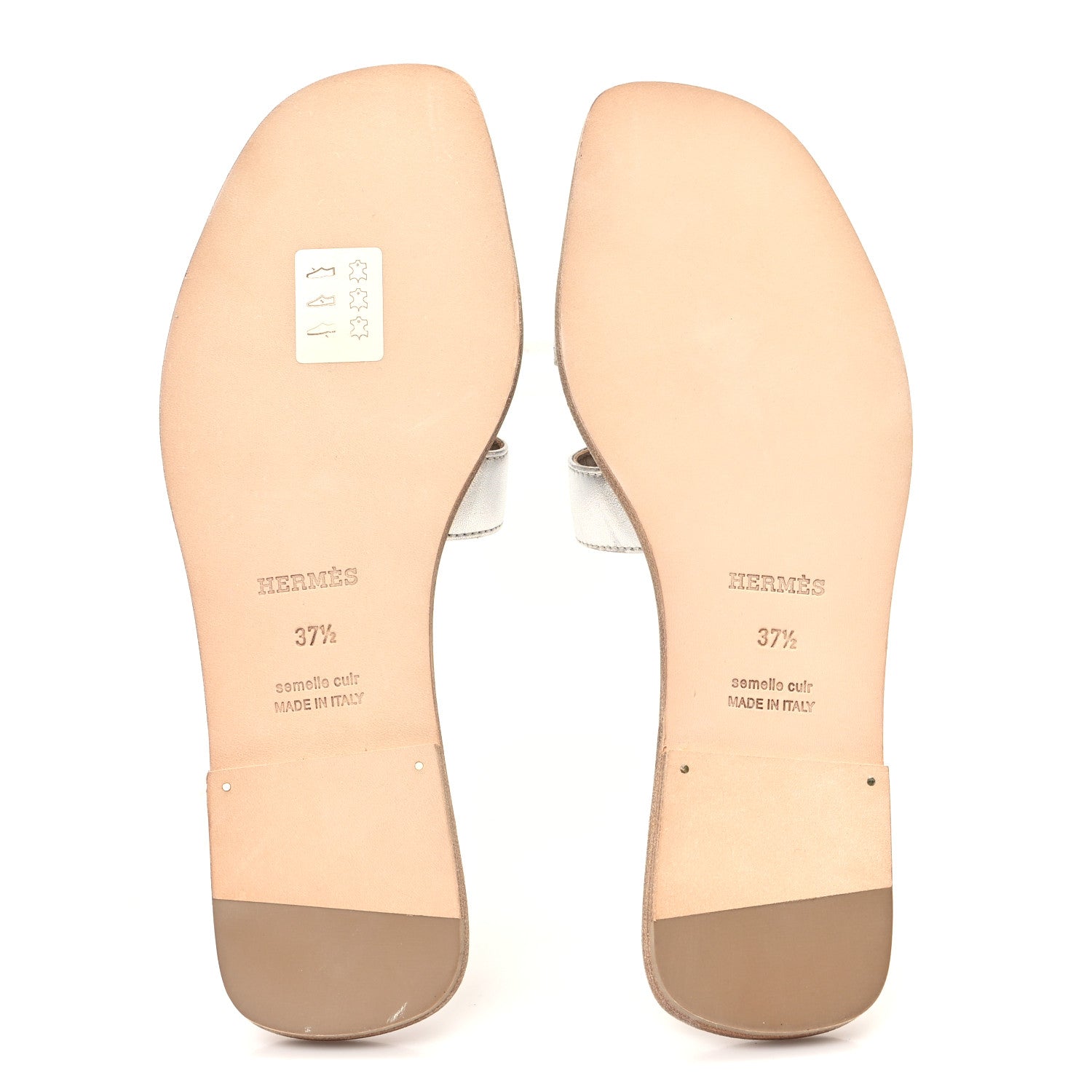 Hermes Metallic Nappa Oran Sandals 37.5 Gris Argente 6 of 9