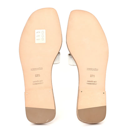 Hermes Metallic Nappa Oran Sandals 37.5 Gris Argente 6 of 9