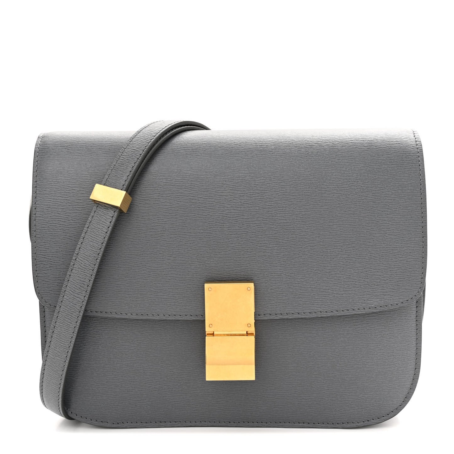 Liege Calfskin Medium Classic Box Flap Bag Medium Grey