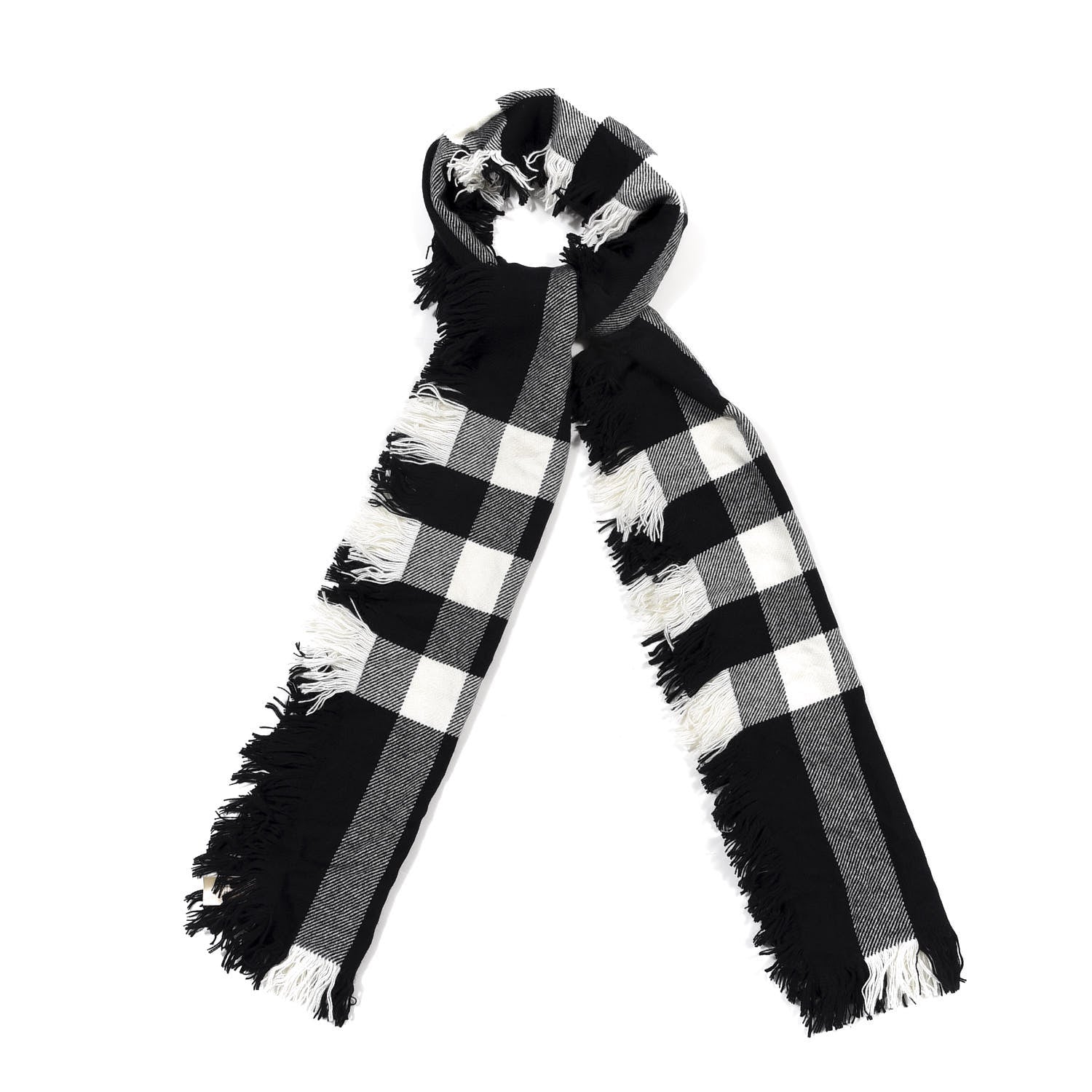Burberry Wool Half Mega Check Fringe Scarf Black 2 of 4
