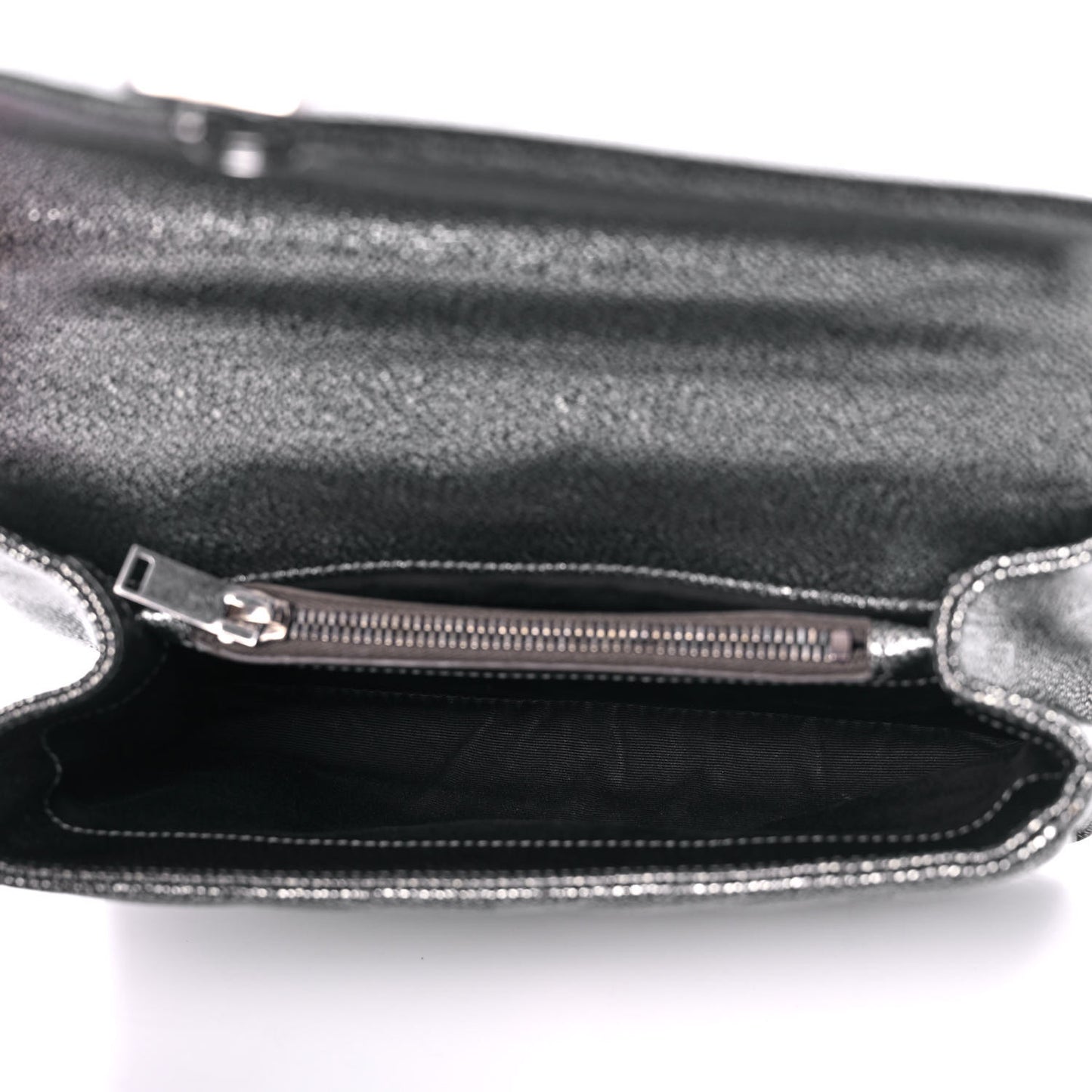 Metallic Grain De Poudre Matelasse Chevron Monogram Medium College Bag Gunmetal