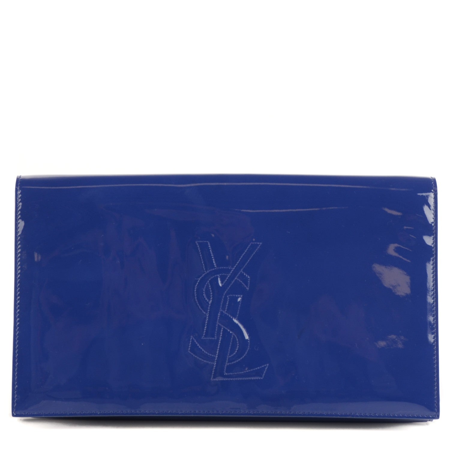 Saint Laurent Patent Large Belle De Jour Clutch Royal Blue 1 of 7