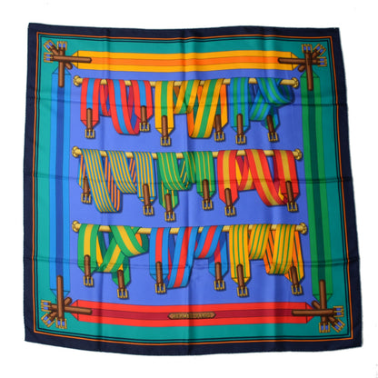 Hermes Silk Sangles Scarf 90 Bleu 2 of 6