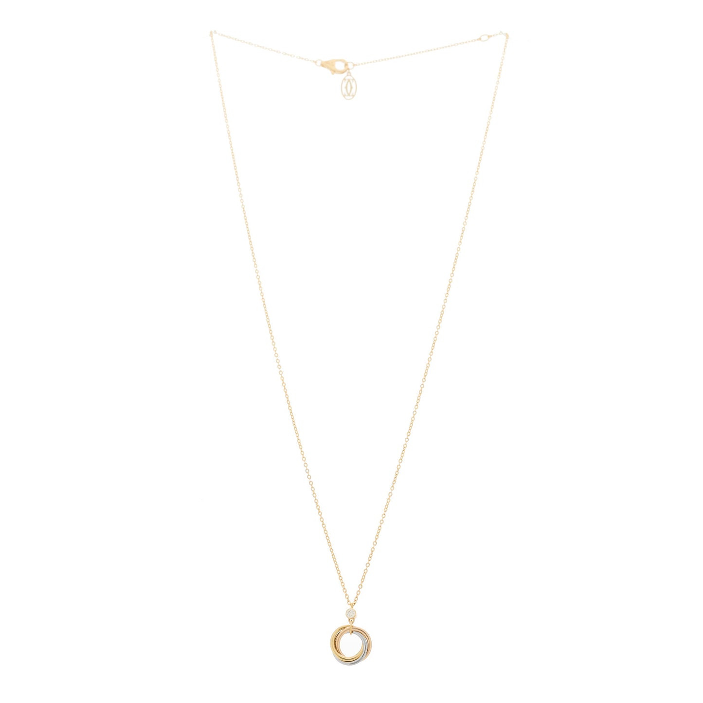 18K Pink Yellow White Gold Diamond Trinity Pendant Necklace