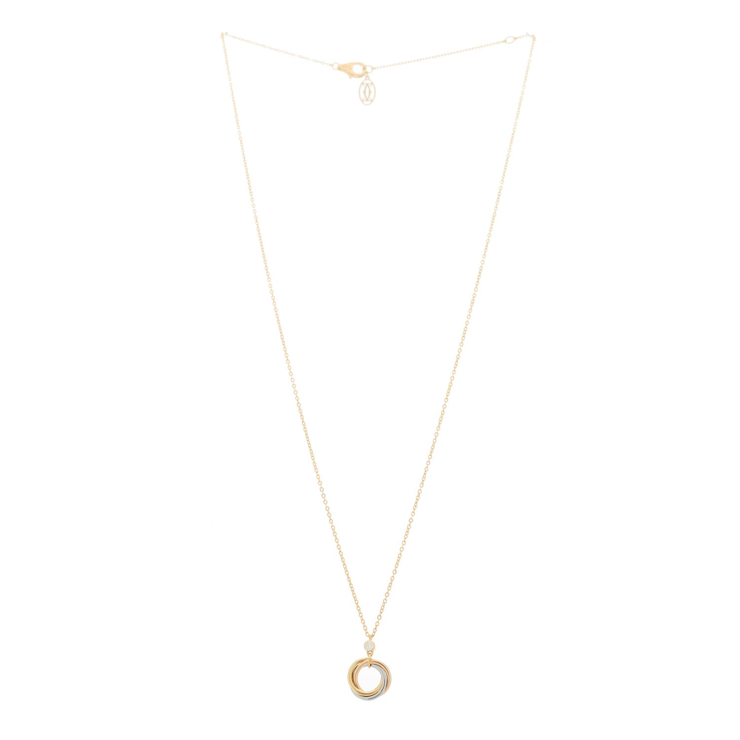 Cartier 18K Pink Yellow White Gold Diamond Trinity Pendant Necklace 3 of 5