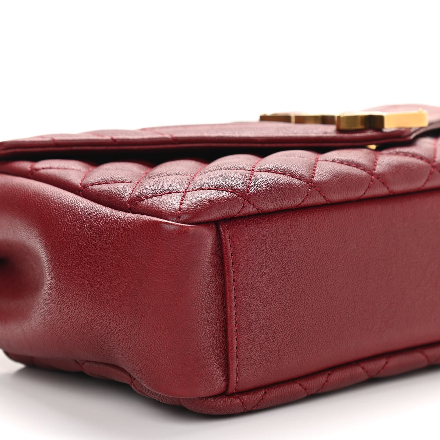 Sheepskin Tri-Quilt Monogram Medium Soft Envelope Bag Red