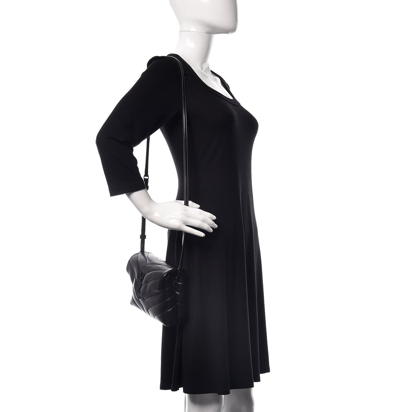 Calfskin Y Quilted Monogram Toy Loulou Crossbody Bag Black