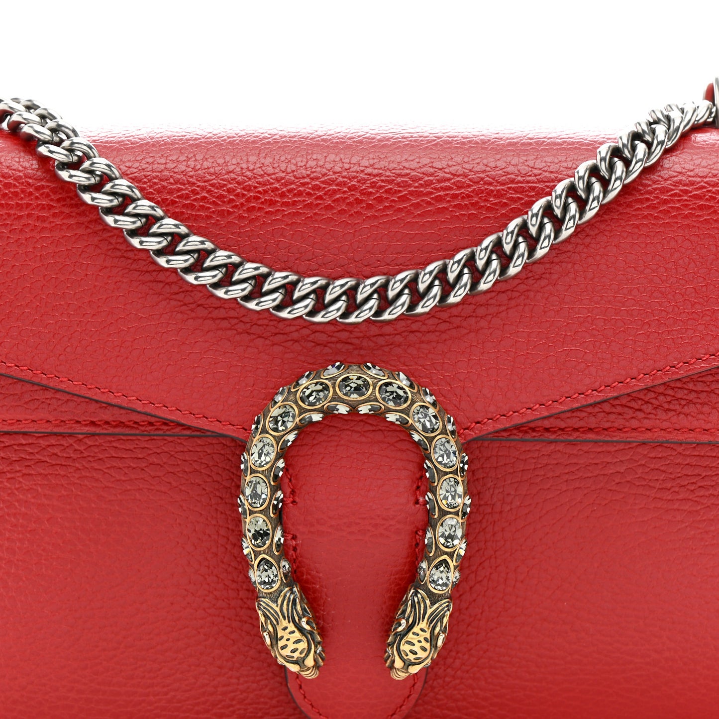 Dollar Calfskin Swarovski Crystal Small Dionysus Shoulder Bag Hibiscus Red