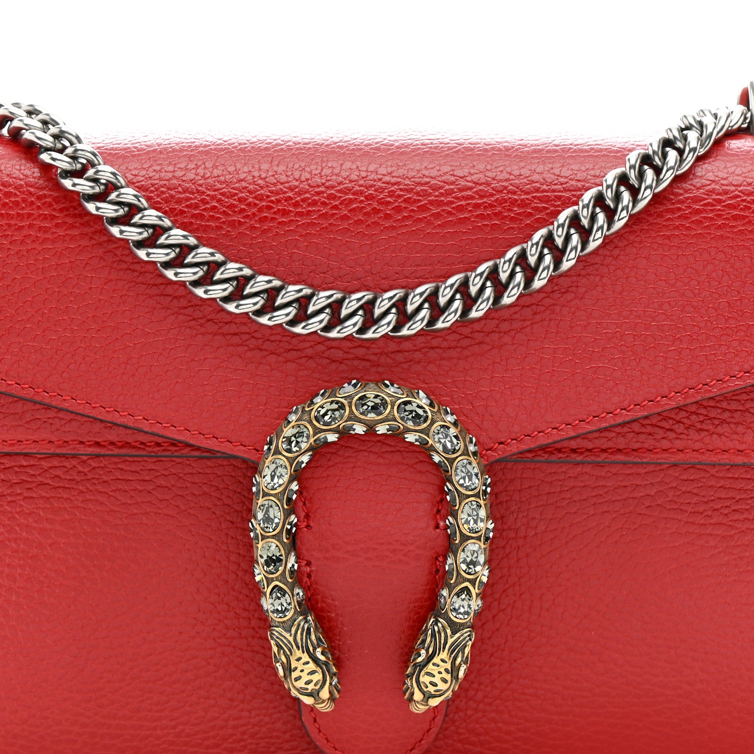 Gucci Dollar Calfskin Swarovski Crystal Small Dionysus Shoulder Bag Hibiscus Red 10 of 18