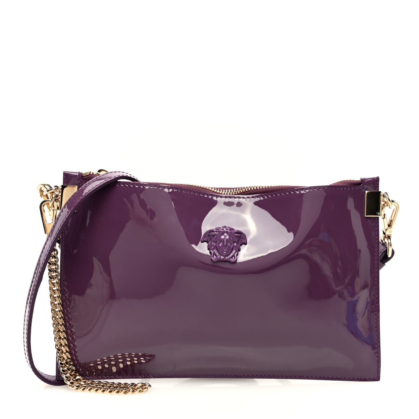 Patent Medusa Clutch Pouch With Strap Purple