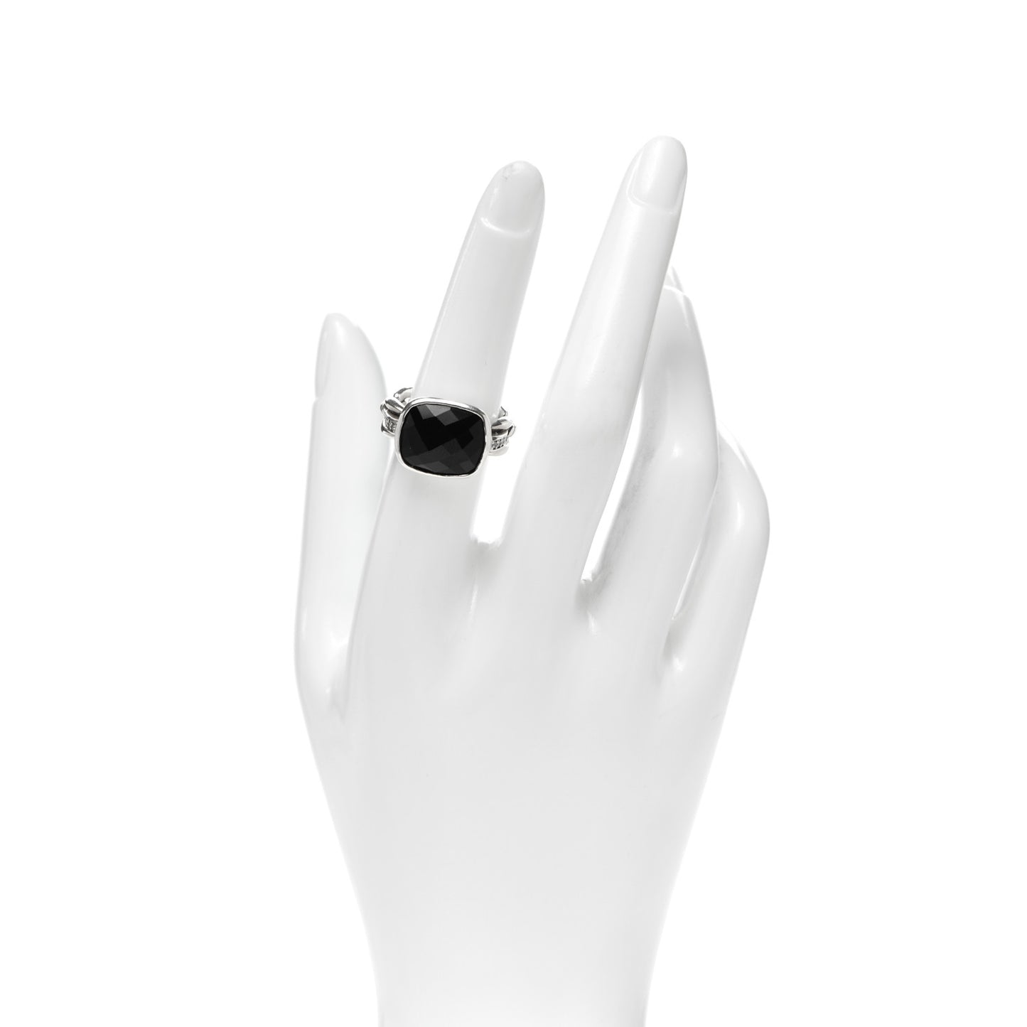 Sterling Silver Diamond Black Onyx Wellesley Link Ring 53 6.5