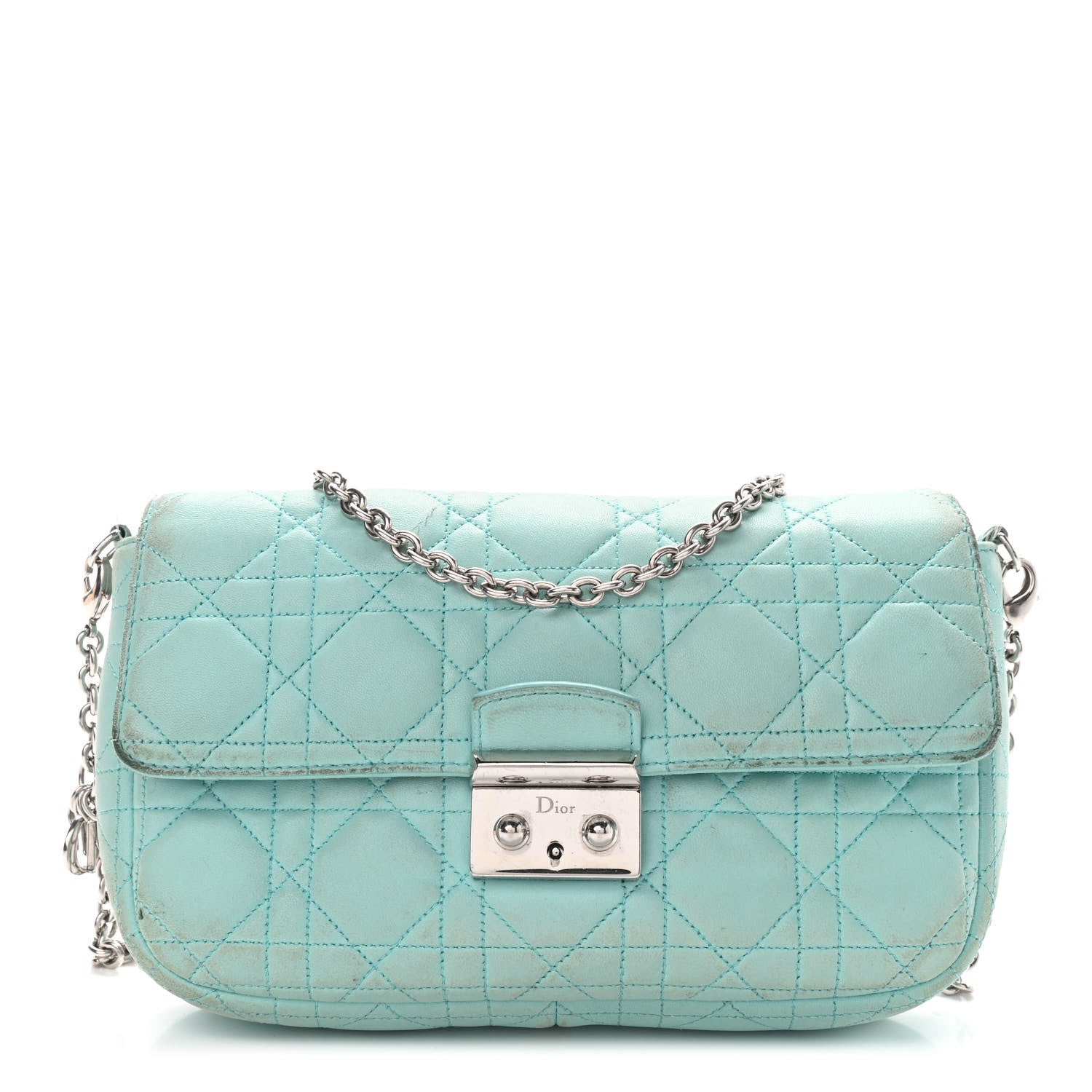 Christian Dior Lambskin Cannage Miss Dior Promenade Pouch Turquoise 1 of 12
