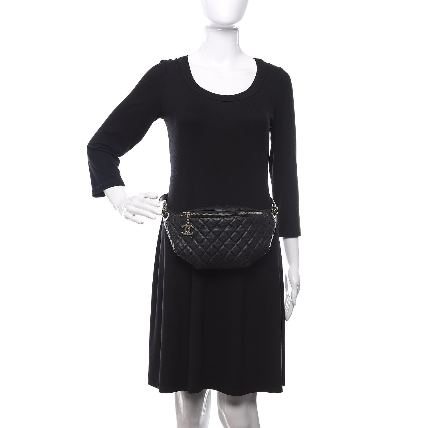 Chanel Calfskin Quilted Banane Waist Bag Fanny Pack Black 2 of 9