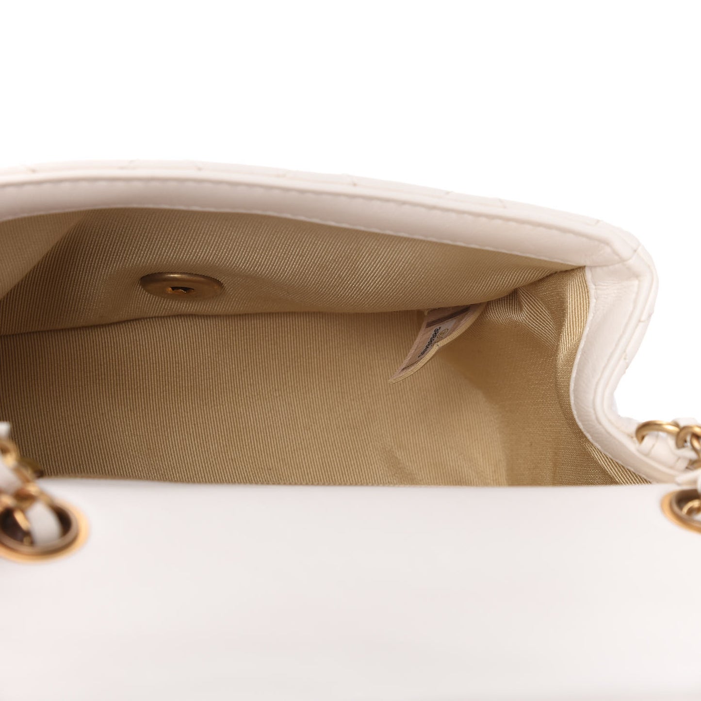 Calfskin Quilted Mini Romance Square Flap White